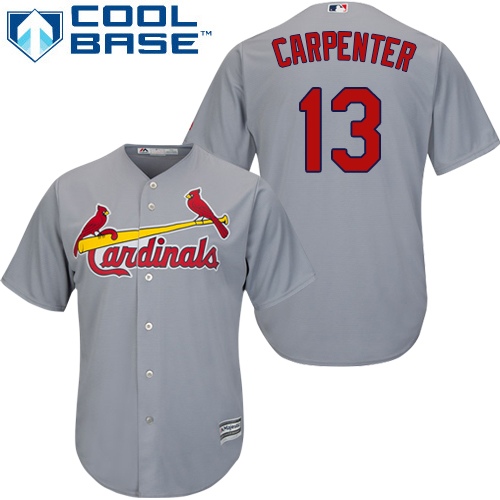 Women's Majestic St. Louis Cardinals #13 Matt Carpenter Replica Grey Road MLB Jersey