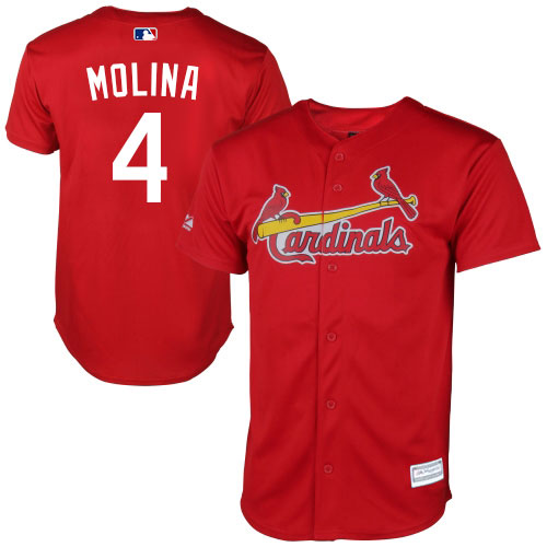Men's Majestic St. Louis Cardinals #4 Yadier Molina Authentic Red New Cool Base MLB Jersey