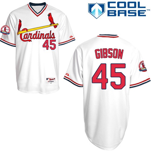 Men's Majestic St. Louis Cardinals #45 Bob Gibson Authentic White 1982 Turn Back The Clock MLB Jersey