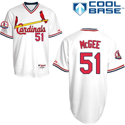 Men's Majestic St. Louis Cardinals #51 Willie McGee Authentic White 1982 Turn Back The Clock MLB Jersey