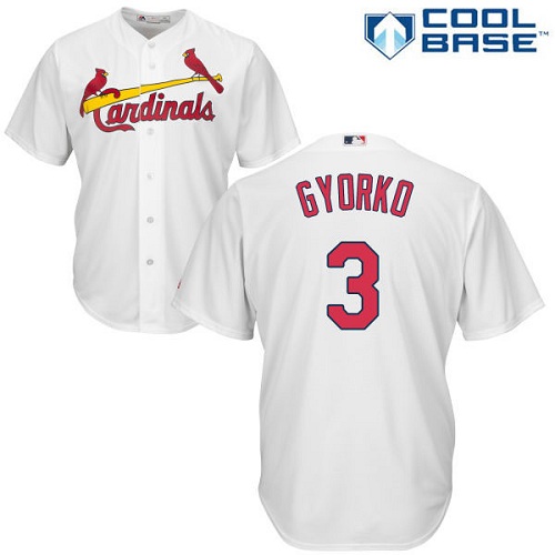 Men's Majestic St. Louis Cardinals #3 Jedd Gyorko Replica White Home Cool Base MLB Jersey