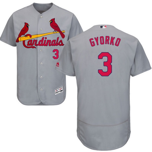 Men's Majestic St. Louis Cardinals #3 Jedd Gyorko Authentic Grey Road Cool Base MLB Jersey