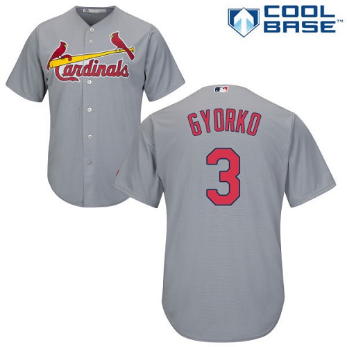 Men's Majestic St. Louis Cardinals #3 Jedd Gyorko Replica Grey Road Cool Base MLB Jersey