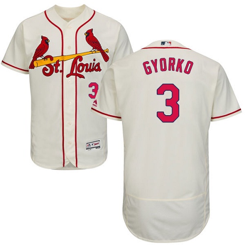 Men's Majestic St. Louis Cardinals #3 Jedd Gyorko Authentic Cream Alternate Cool Base MLB Jersey