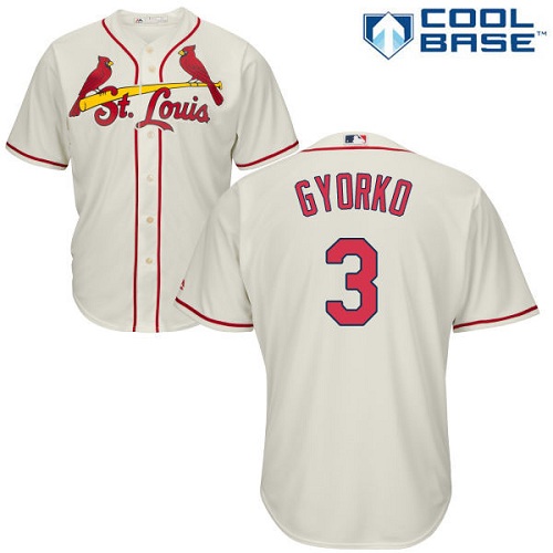 Men's Majestic St. Louis Cardinals #3 Jedd Gyorko Replica Cream Alternate Cool Base MLB Jersey