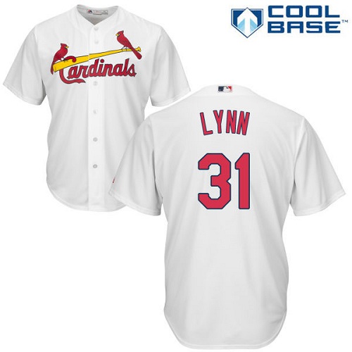 Men's Majestic St. Louis Cardinals #31 Lance Lynn Replica White Home Cool Base MLB Jersey