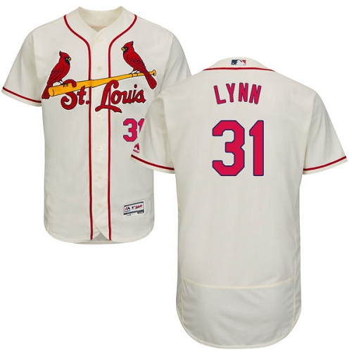 Men's Majestic St. Louis Cardinals #31 Lance Lynn Authentic Cream Alternate Cool Base MLB Jersey