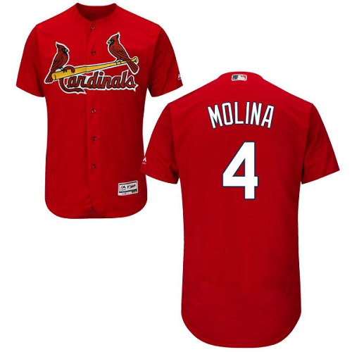 Men's Majestic St. Louis Cardinals #4 Yadier Molina Red Flexbase Authentic Collection MLB Jersey