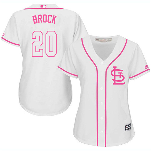 Women's Majestic St. Louis Cardinals #20 Lou Brock Replica White Fashion Cool Base MLB Jersey