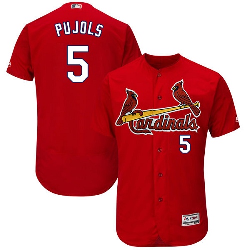 Men's Majestic St. Louis Cardinals #5 Albert Pujols Authentic Red Alternate Cool Base MLB Jersey