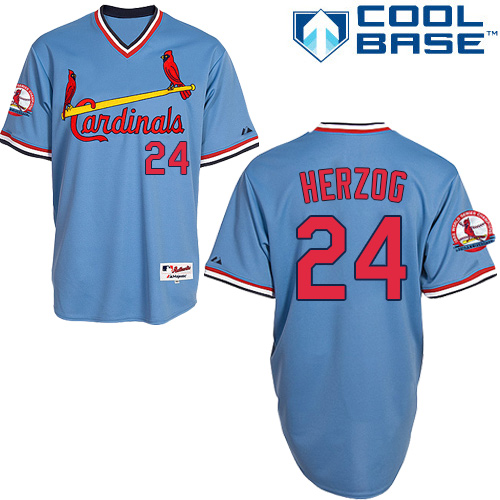Men's Majestic St. Louis Cardinals #24 Whitey Herzog Authentic Blue 1982 Turn Back The Clock MLB Jersey