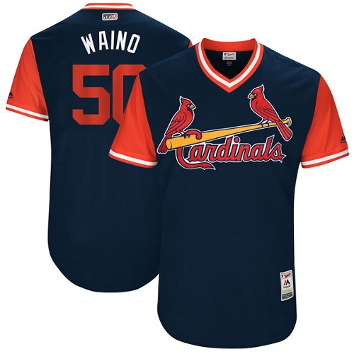 Men's Majestic St. Louis Cardinals #50 Adam Wainwright "Waino" Authentic Navy Blue 2017 Players Weekend MLB Jersey