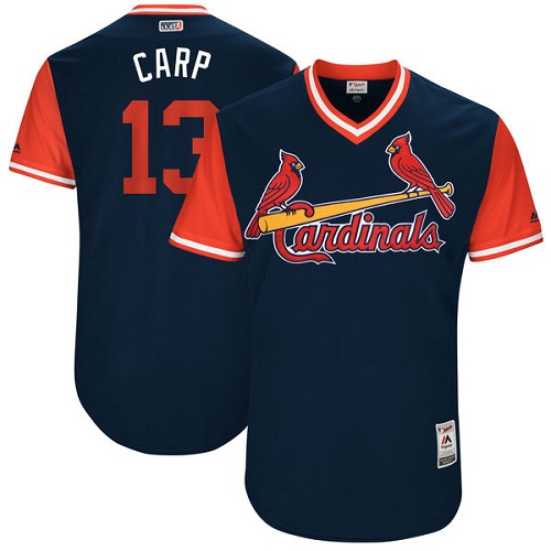 Men's Majestic St. Louis Cardinals #13 Matt Carpenter "Carp" Authentic Navy Blue 2017 Players Weekend MLB Jersey