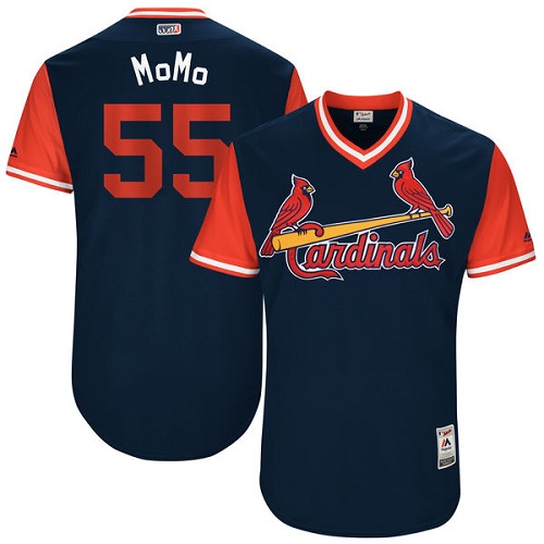 Men's Majestic St. Louis Cardinals #55 Stephen Piscotty "MoMo" Authentic Navy Blue 2017 Players Weekend MLB Jersey