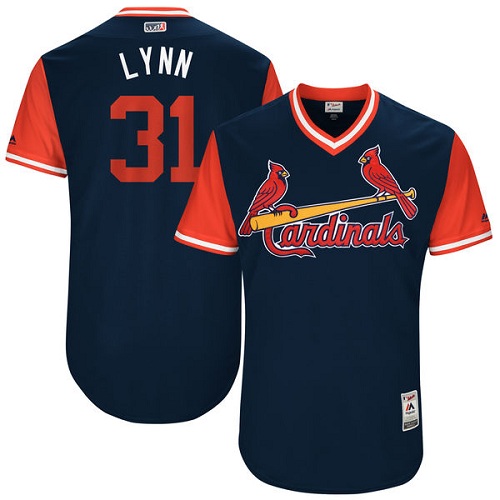 Men's Majestic St. Louis Cardinals #31 Lance Lynn "Lynn" Authentic Navy Blue 2017 Players Weekend MLB Jersey
