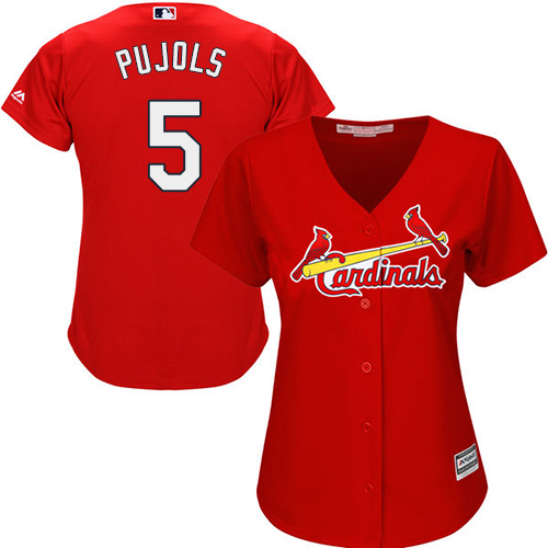 Women's Majestic St. Louis Cardinals #5 Albert Pujols Authentic Red Alternate Cool Base MLB Jersey