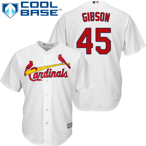 Youth Majestic St. Louis Cardinals #45 Bob Gibson Authentic White Home Cool Base MLB Jersey