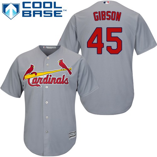 Youth Majestic St. Louis Cardinals #45 Bob Gibson Authentic Grey Road Cool Base MLB Jersey