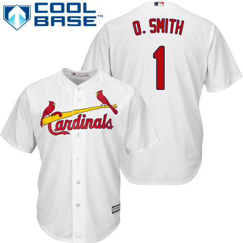 Youth Majestic St. Louis Cardinals #1 Ozzie Smith Replica White Home Cool Base MLB Jersey