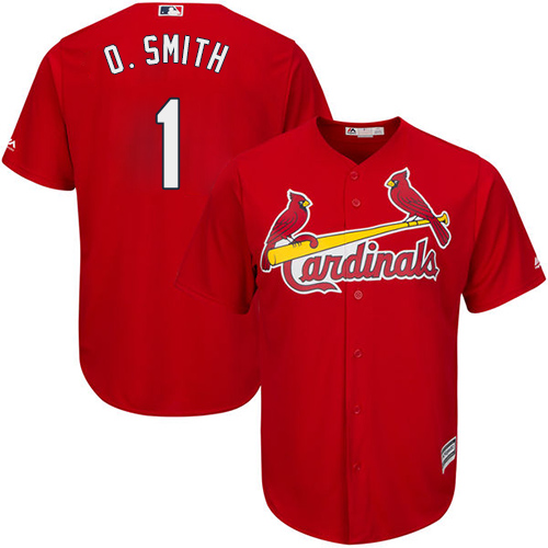 Youth Majestic St. Louis Cardinals #1 Ozzie Smith Replica Red Alternate Cool Base MLB Jersey