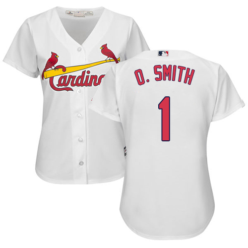 Women's Majestic St. Louis Cardinals #1 Ozzie Smith Authentic White Home Cool Base MLB Jersey