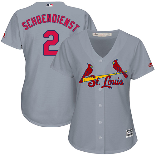 Women's Majestic St. Louis Cardinals #2 Red Schoendienst Authentic Grey Road Cool Base MLB Jersey
