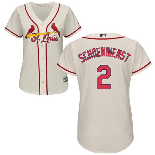 Women's Majestic St. Louis Cardinals #2 Red Schoendienst Authentic Cream Alternate Cool Base MLB Jersey