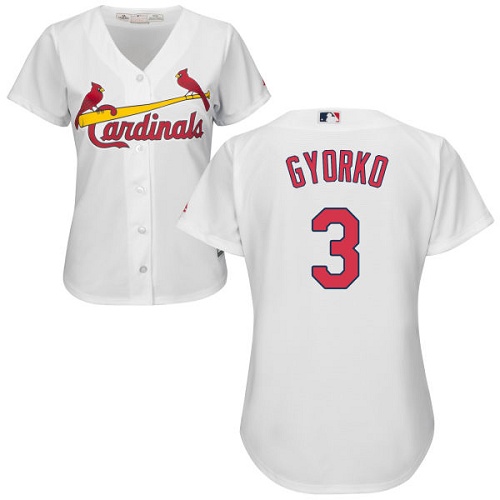Women's Majestic St. Louis Cardinals #3 Jedd Gyorko Authentic White Home Cool Base MLB Jersey