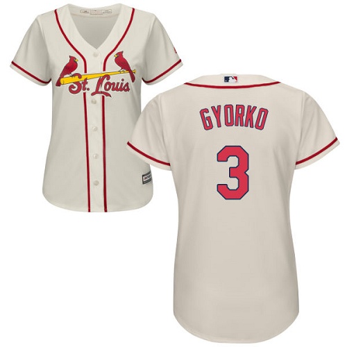 Women's Majestic St. Louis Cardinals #3 Jedd Gyorko Authentic Cream Alternate Cool Base MLB Jersey