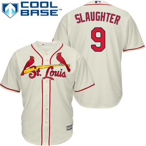 Youth Majestic St. Louis Cardinals #9 Enos Slaughter Replica Cream Alternate Cool Base MLB Jersey