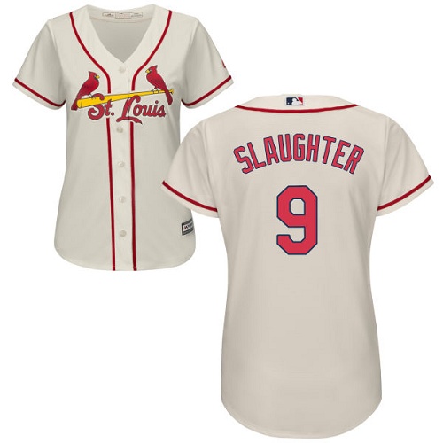 Women's Majestic St. Louis Cardinals #9 Enos Slaughter Authentic Cream Alternate Cool Base MLB Jersey