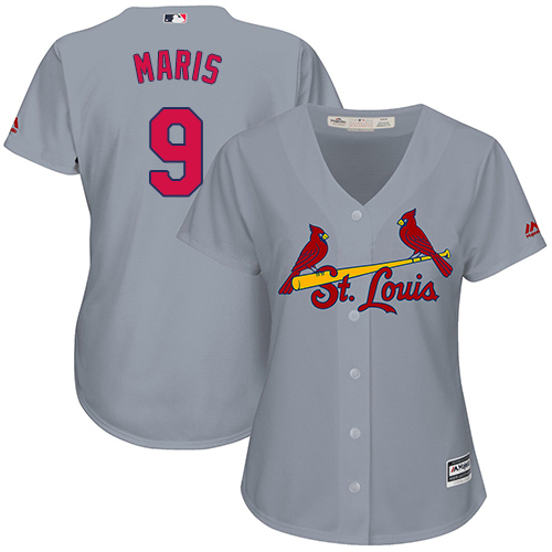 Women's Majestic St. Louis Cardinals #9 Roger Maris Replica Grey Road Cool Base MLB Jersey