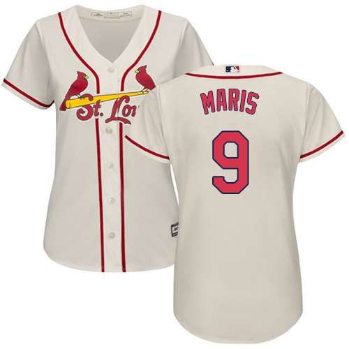 Women's Majestic St. Louis Cardinals #9 Roger Maris Authentic Cream Alternate Cool Base MLB Jersey