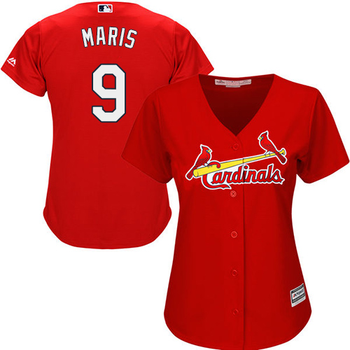 Women's Majestic St. Louis Cardinals #9 Roger Maris Authentic Red Alternate Cool Base MLB Jersey