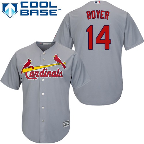 Youth Majestic St. Louis Cardinals #14 Ken Boyer Replica Grey Road Cool Base MLB Jersey