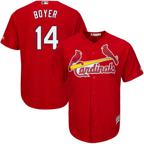 Youth Majestic St. Louis Cardinals #14 Ken Boyer Authentic Red Alternate Cool Base MLB Jersey