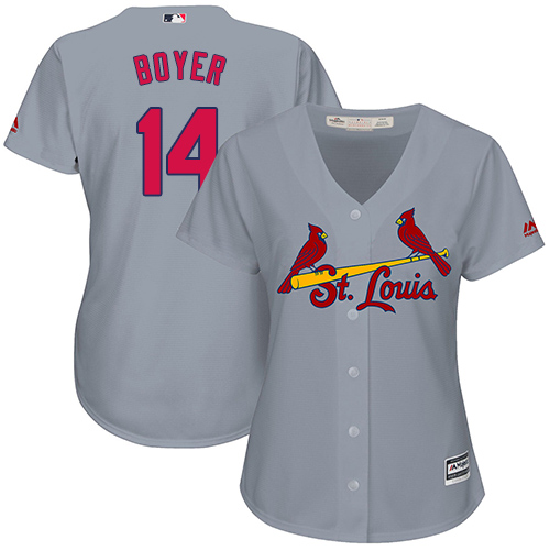 Women's Majestic St. Louis Cardinals #14 Ken Boyer Authentic Grey Road Cool Base MLB Jersey