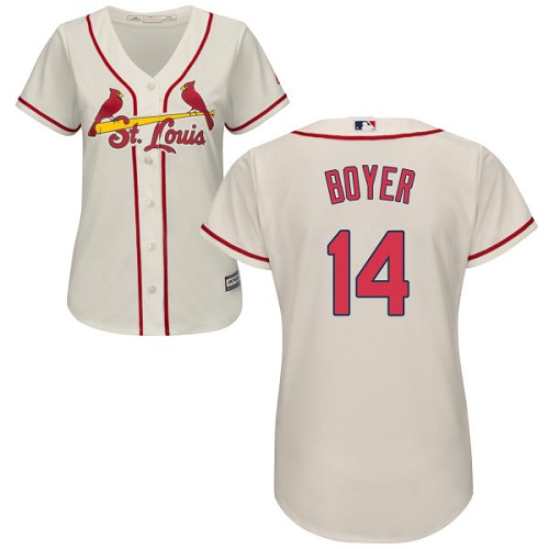 Women's Majestic St. Louis Cardinals #14 Ken Boyer Authentic Cream Alternate Cool Base MLB Jersey