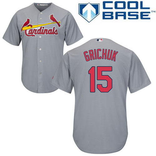 Youth Majestic St. Louis Cardinals #15 Randal Grichuk Authentic Grey Road Cool Base MLB Jersey
