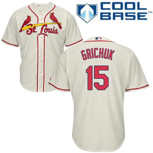 Youth Majestic St. Louis Cardinals #15 Randal Grichuk Authentic Cream Alternate Cool Base MLB Jersey