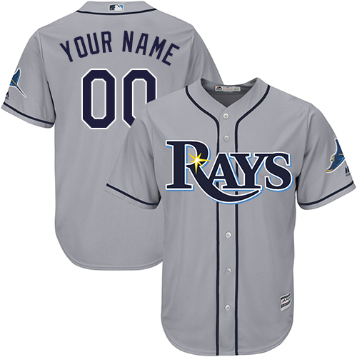 Youth Majestic Tampa Bay Rays Customized Replica Grey Road Cool Base MLB Jersey
