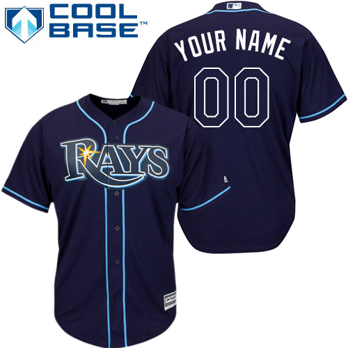 Youth Majestic Tampa Bay Rays Customized Authentic Navy Blue Alternate Cool Base MLB Jersey