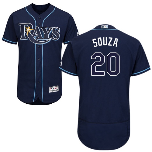 Men's Majestic Tampa Bay Rays #20 Steven Souza Authentic Navy Blue Alternate Cool Base MLB Jersey