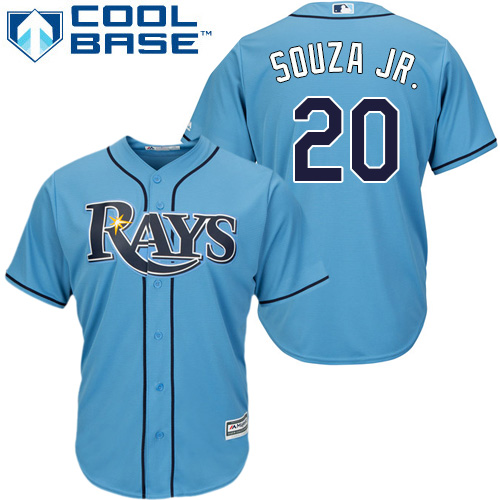 Men's Majestic Tampa Bay Rays #20 Steven Souza Replica Light Blue Alternate 2 Cool Base MLB Jersey