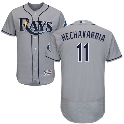 Men's Majestic Tampa Bay Rays #11 Adeiny Hechavarria Grey Flexbase Authentic Collection MLB Jersey