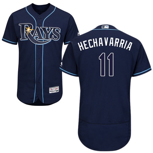 Men's Majestic Tampa Bay Rays #11 Adeiny Hechavarria Navy Blue Flexbase Authentic Collection MLB Jersey