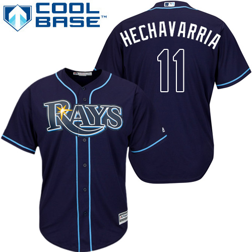 Men's Majestic Tampa Bay Rays #11 Adeiny Hechavarria Replica Navy Blue Alternate Cool Base MLB Jersey