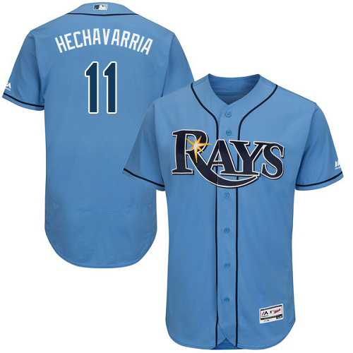 Men's Majestic Tampa Bay Rays #11 Adeiny Hechavarria Alternate Columbia Flexbase Authentic Collection MLB Jersey