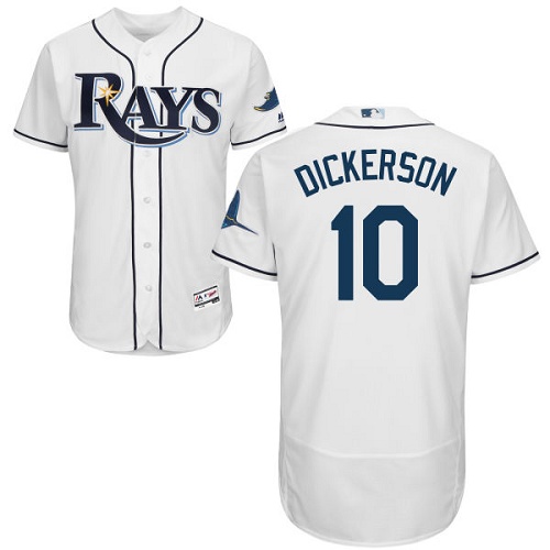 Men's Majestic Tampa Bay Rays #10 Corey Dickerson Home White Flexbase Authentic Collection MLB Jersey