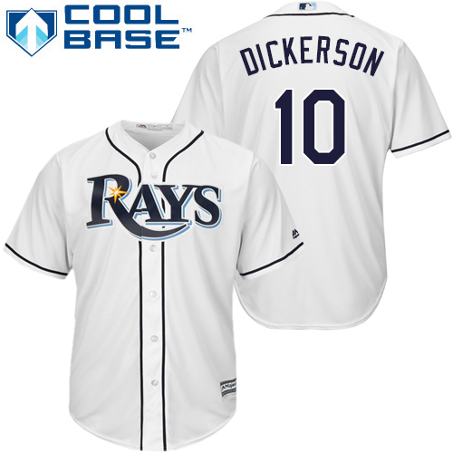 Men's Majestic Tampa Bay Rays #10 Corey Dickerson Replica White Home Cool Base MLB Jersey